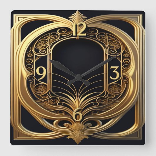 Art Deco Elegant Vierkante Klok (Voorkant)