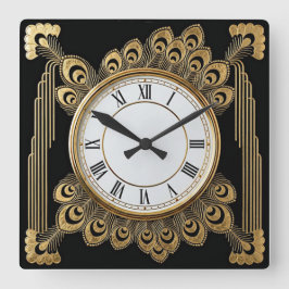Art Deco Elegant Vierkante Klok