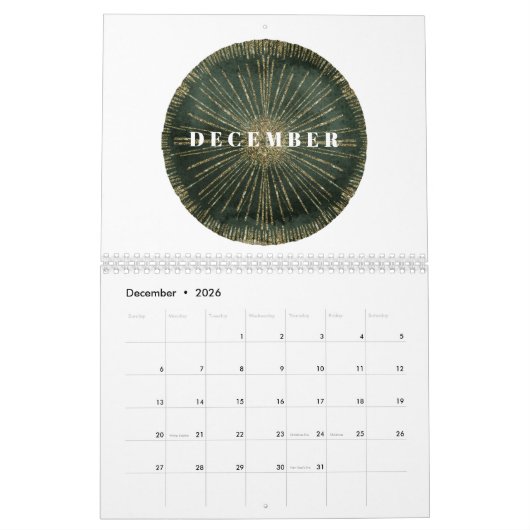 Art Deco Elegant volledig jaar Kalender (Dec 2026)