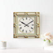 Art Deco Elegant White Vierkante Klok (Huis)