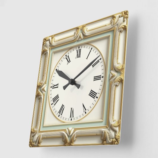 Art Deco Elegant White Vierkante Klok (Hoek)