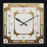 Art Deco Elegant wit en goud Vierkante Klok<br><div class="desc">Geweldig klokontwerp. Je zult het leuk vinden als anderen. U kunt dit ontwerp vrij gebruiken voor andere producten die u wilt of om jouw tekst aan te passen en toe te voegen. Volg me voor meer. Met vriendelijke groet. Een leuke dag.</div>