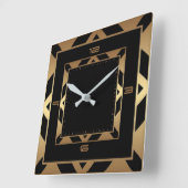 Art Deco-elegant zwart en goud Vierkante Klok (Hoek)