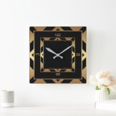 Art Deco-elegant zwart en goud Vierkante Klok (Huis)