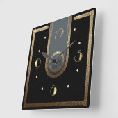 Art Deco-elegant zwart en goud Vierkante Klok (Hoek)