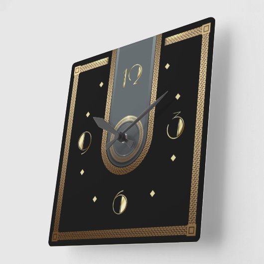 Art Deco-elegant zwart en goud Vierkante Klok (Hoek)