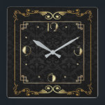 Art Deco-elegant zwart en goud Vierkante Klok<br><div class="desc">Geweldig klokontwerp. Je zult het leuk vinden als anderen. U kunt dit ontwerp vrij gebruiken voor andere producten die u wilt of om jouw tekst aan te passen en toe te voegen. Volg me voor meer. Met vriendelijke groet. Een leuke dag.</div>