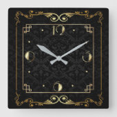 Art Deco-elegant zwart en goud Vierkante Klok (Voorkant)