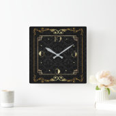 Art Deco-elegant zwart en goud Vierkante Klok (Huis)