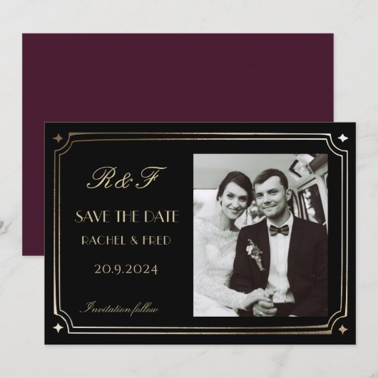 Art Deco Elegant Zwart Goud 20s Classic (Voorkant / Achterkant)