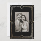 Art Deco Elegant Zwart Goud 20s Klassieke Bruiloft Kaart (Achterkant)