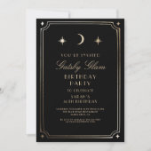 Art Deco Elegant Zwart Goud 20s Klassieke Verjaard Kaart (Voorkant)