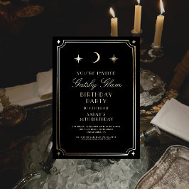 Art Deco Elegant Zwart Goud 20s Klassieke Verjaard Kaart