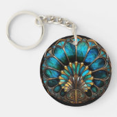 Art Deco  Elegant Zwart Turquoise Goud Sleutelhanger (Voorkant)