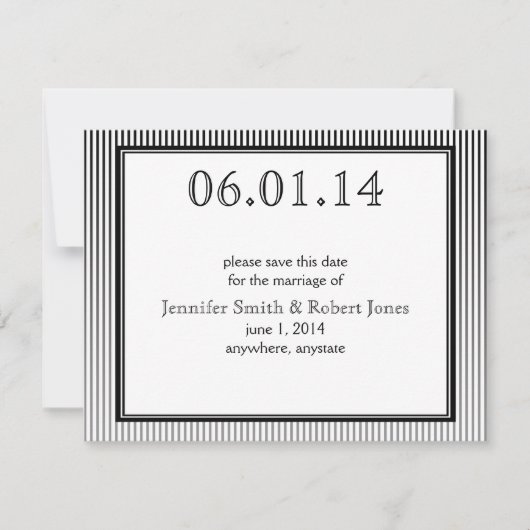 Art Deco Elegant Zwart-wit Save the Date (Voorkant)