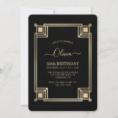 Art Deco Elegante 50e Verjaardag Kaart (Voorkant)
