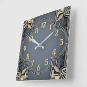 Art Deco Elegante Blauwe Vierkante Klok (Hoek)