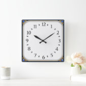 Art Deco Elegante Blauwe Vierkante Klok (Huis)