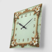Art Deco Elegante Bloem Vierkante Klok (Hoek)