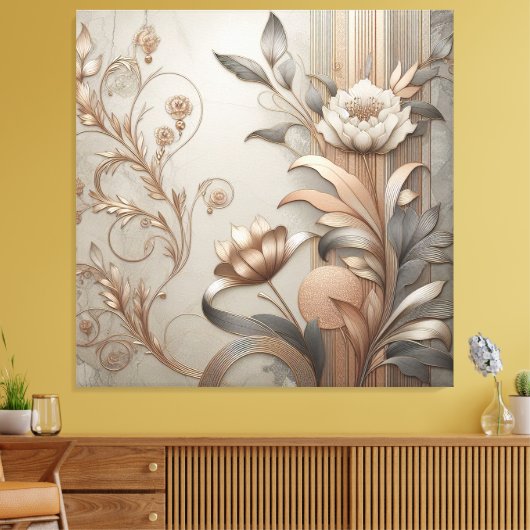 Art Deco: Elegante Botanicals en Geometrische Luxe Canvas Afdruk (Insitu (Woonkamer))
