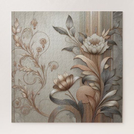 Art Deco: Elegante Botanicals en Geometrische Luxe Legpuzzel (Verticaal)