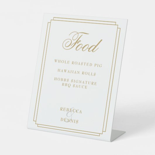 Art Deco Elegante Chic Gouden Eetmenu Reclamebord Met Voetstuk (Voorkant)