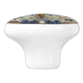 Art Deco Elegante Dragonfly Gouden Turquoise Parel Keramische Knop (Zijkant)