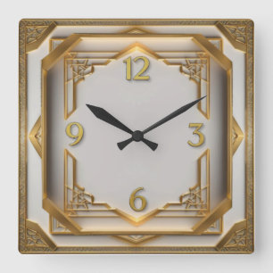 Art Deco Elegante Goud Vierkante Klok