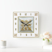 Art Deco Elegante Goud Vierkante Klok (Huis)