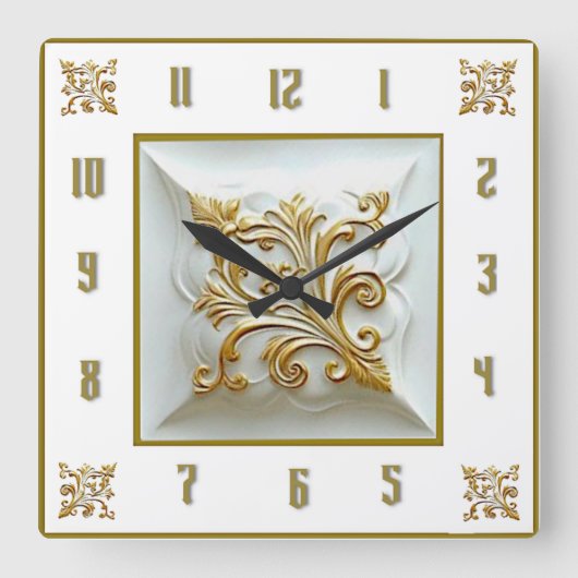 Art Deco Elegante Goud Vierkante Klok (Voorkant)