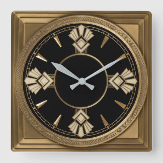 Art Deco Elegante Goud Vierkante Klok