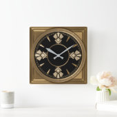 Art Deco Elegante Goud Vierkante Klok (Huis)