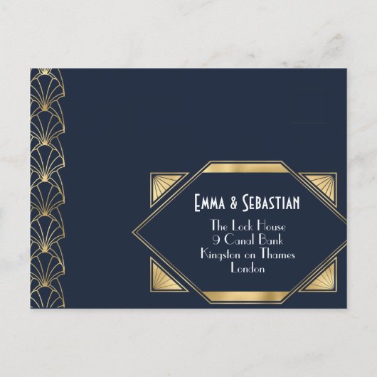 Art Deco elegante Great Gatsby RSVP uitnodigingska Uitnodiging Briefkaart (Achterkant)