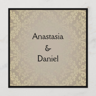 Art Deco elegante greish damask bruiloft uitnodigi Kaart