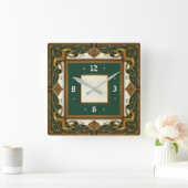 Art Deco Elegante Groen Vierkante Klok (Huis)
