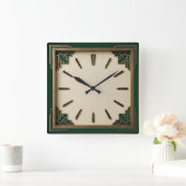 Art Deco Elegante Groen Vierkante Klok (Huis)