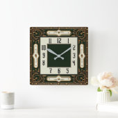 Art Deco Elegante Groen Vierkante Klok (Huis)