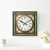 Art Deco Elegante Groen Vierkante Klok (Huis)