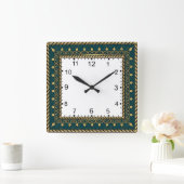 Art Deco Elegante Groen Vierkante Klok (Huis)