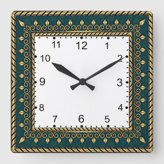 Art Deco Elegante Groen Vierkante Klok (Voorkant)