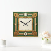Art Deco Elegante Groen Vierkante Klok (Huis)