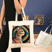 Art Deco Elegante Kat Mam Gepersonaliseerd Tote Bag