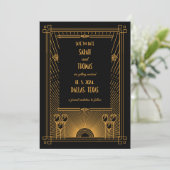 Art Deco Elegante klassieke bruiloft Save The Date (Staand voorkant)
