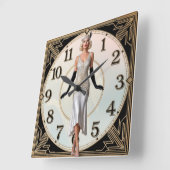 Art Deco Elegante Meisje Vierkante Klok (Hoek)