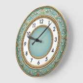 Art deco Elegante Mint Ronde Grote Klok (Hoek)