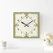 Art Deco Elegante Mint Vierkante Klok (Huis)