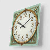 Art Deco Elegante Mint Vierkante Klok (Hoek)