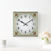 Art Deco Elegante Mint Vierkante Klok (Huis)