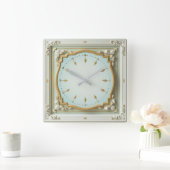 Art Deco Elegante Mint Vierkante Klok (Huis)