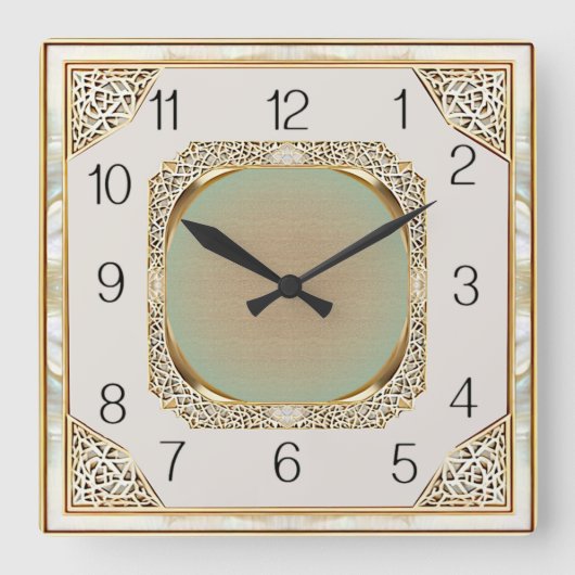 Art Deco Elegante Muur Vierkante Klok (Voorkant)